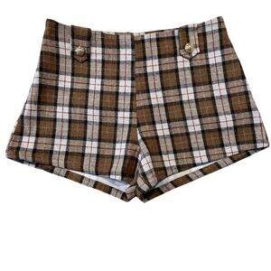 Cider Plaid Mid Rise Mini Shorts